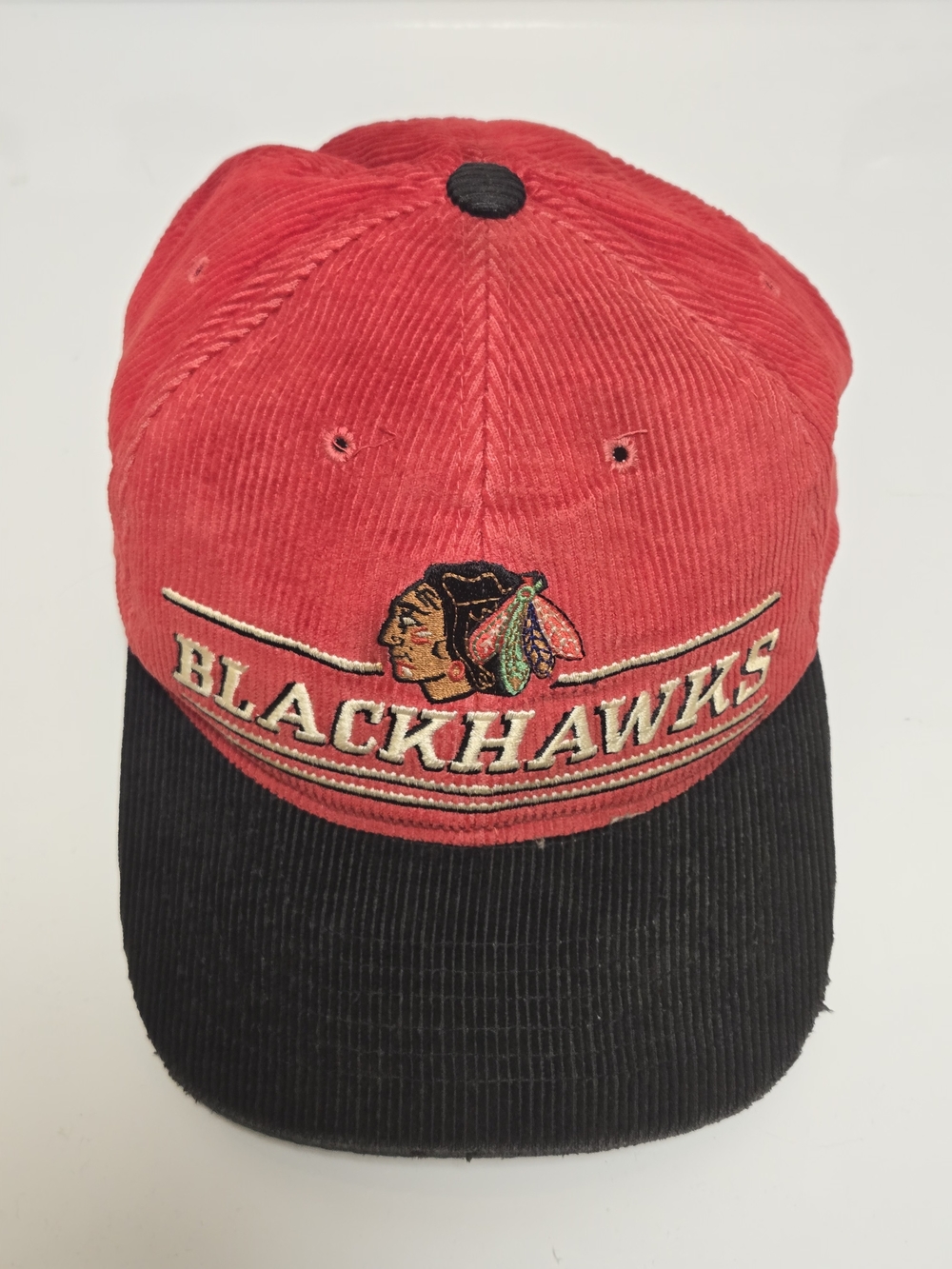 Vintage Chicago Blackhawks Corduroy Snapback Hat Ted Fletcher The Classic